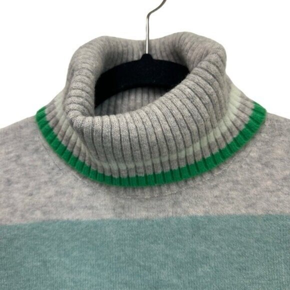 J Crew Women's XS Striped Turtleneck Sweater Supersoft Yarn Green Gray BS045 - Picture 4 of 9